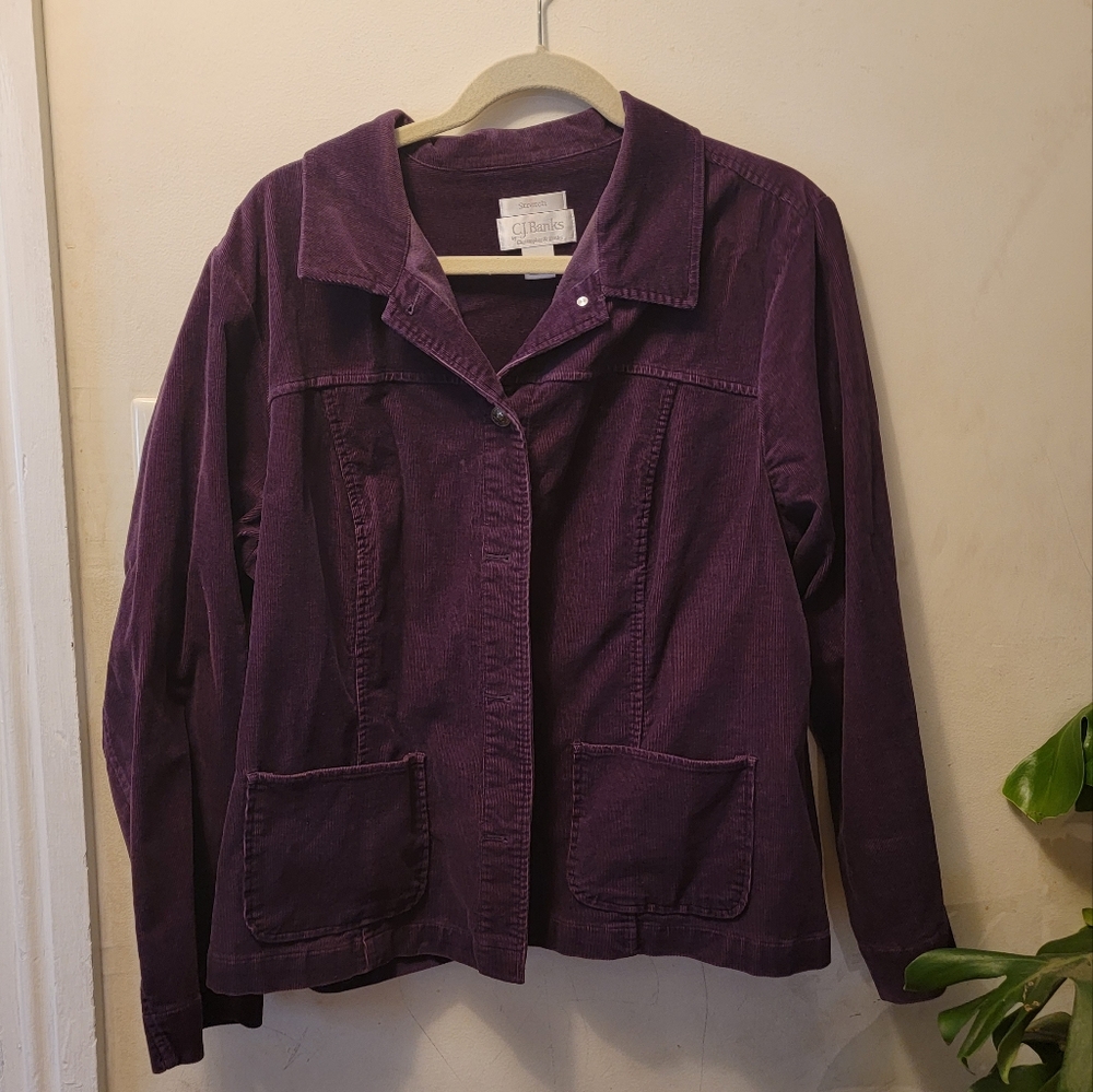 Christopher & Banks Curduroy Purple Jacket Size 1X